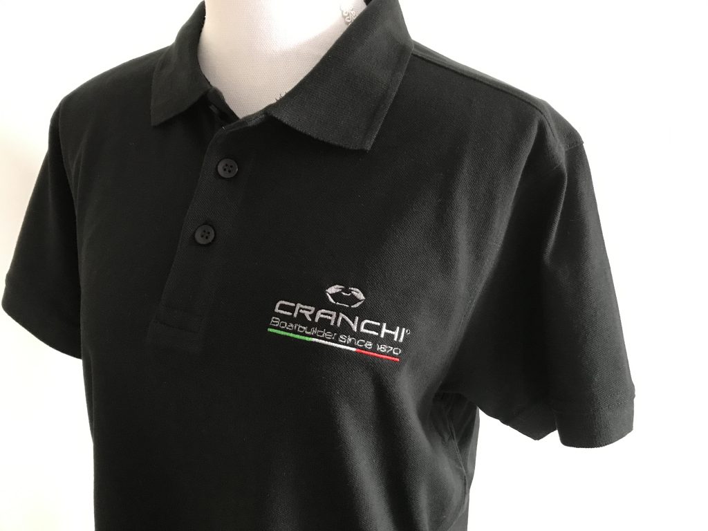 Company gear, polos with logo Cranchi, by ZijHaven3, borduurstudio Lemmer