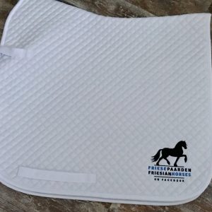 Saddle pad with logo of Fries Paarden / Friesian Horses, by ZijHaven3, borduurstudio Lemmer