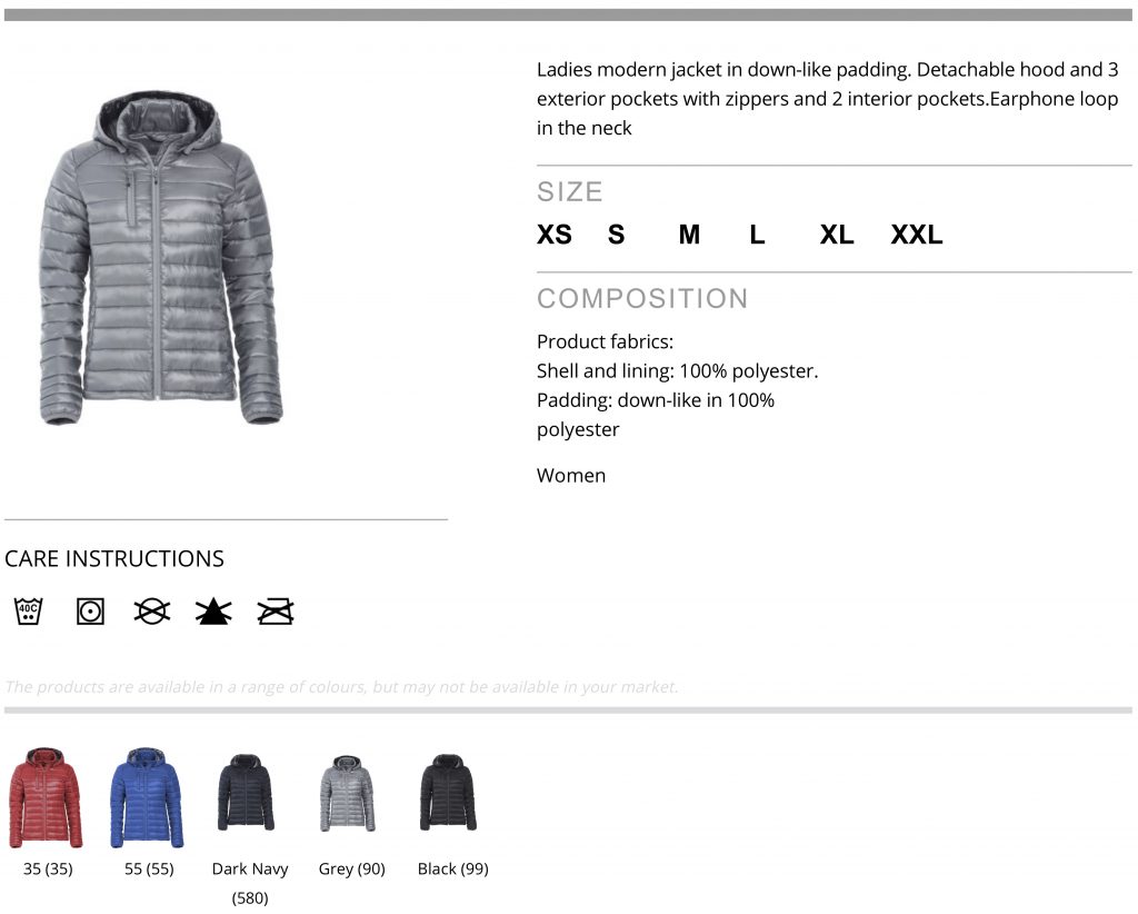 Info padded jacket ladies, Friese Paarden / Friesian Horses, by ZijHaven3, borduurstudio Lemmer