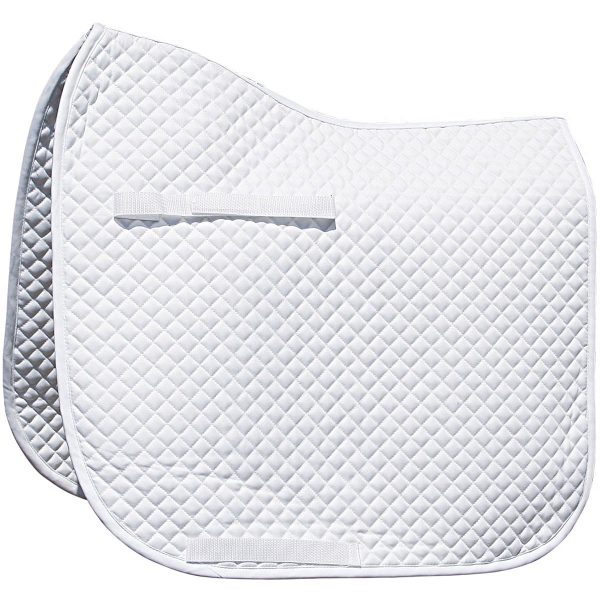 Saddle pad Dressage, white, with logo Fries Paarden / Friesian Horses, by ZijHaven3, borduurstudio Lemmer