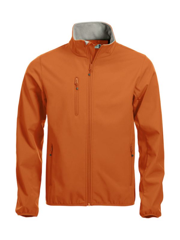 Softshell Jacket, oranje, met het logo Fries Paarden / Friesian Horses, door ZijHaven3, borduurstudio Lemmer