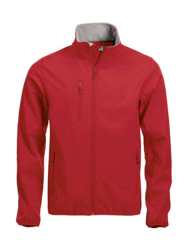 Softshell Jacket, rood, met het logo Fries Paarden / Friesian Horses, door ZijHaven3, borduurstudio Lemmer