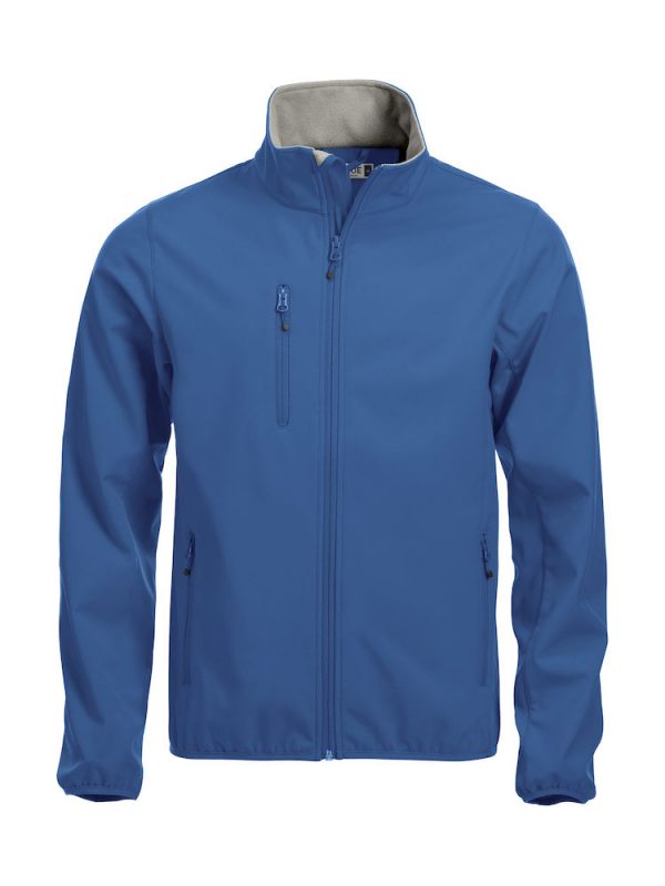 Softshell Jacket, kobalt blauw, met het logo Fries Paarden / Friesian Horses, door ZijHaven3, borduurstudio Lemmer