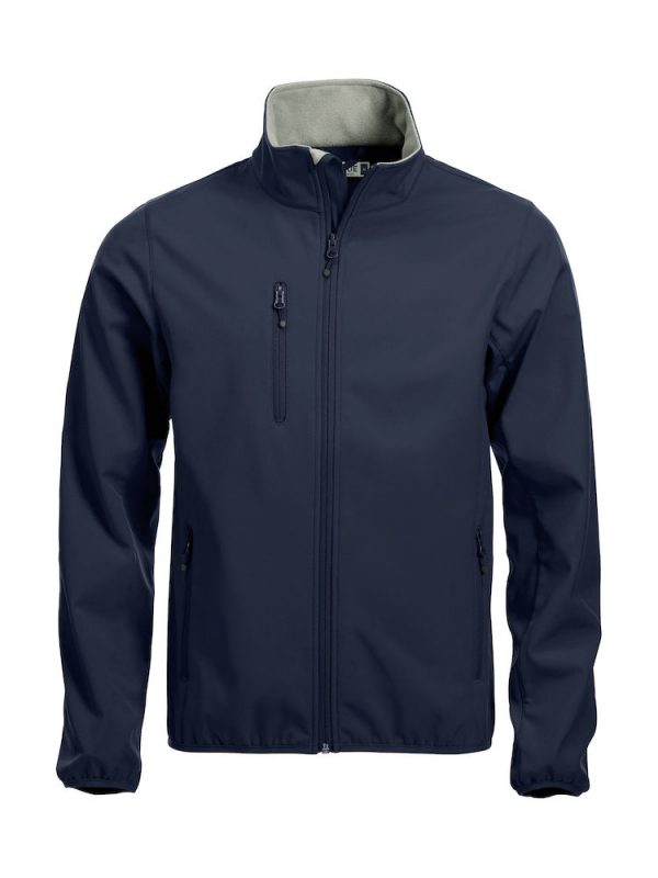 Softshell Jacket, dark navy, met het logo Fries Paarden / Friesian Horses, door ZijHaven3, borduurstudio Lemmer