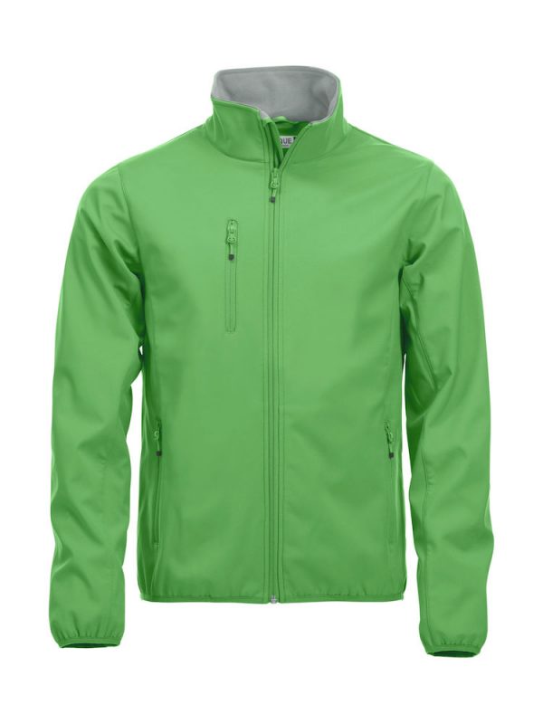 Softshell Jacket, appel groen, met het logo Fries Paarden / Friesian Horses, door ZijHaven3, borduurstudio Lemmer