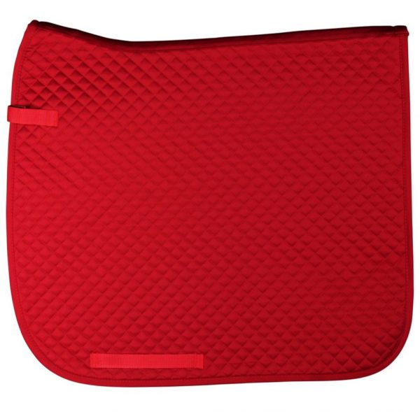 Zadeldek Dressuur, rood, met logo Fries Paarden / Friesian Horses, door ZijHaven3, borduurstudio Lemmer