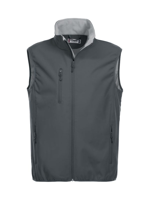 Softshell bodywarmer heren, pistol, voorzijde, met logo Friese Paarden / Friesian Horses, door ZijHaven3, borduurstudio Lemmer