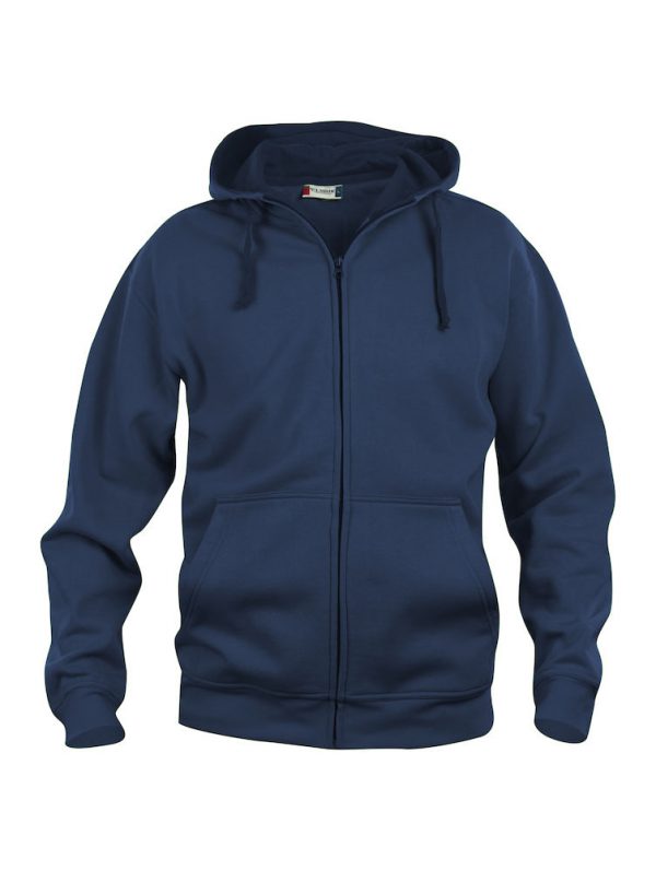 Hoody vest heren, dark navy, met logo Friese Paarden / Friesian Horsen, door ZijHaven3, borduurstudio Lemmer