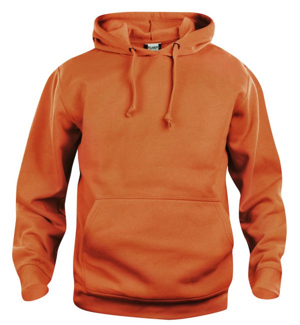 Hoody oranje, met logo Friese Paarden / Fresian Horses door ZijHaven3, borduurstudio Lemmer