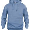 Hoody licht blauw, met logo Friese Paarden / Fresian Horses door ZijHaven3, borduurstudio Lemmer