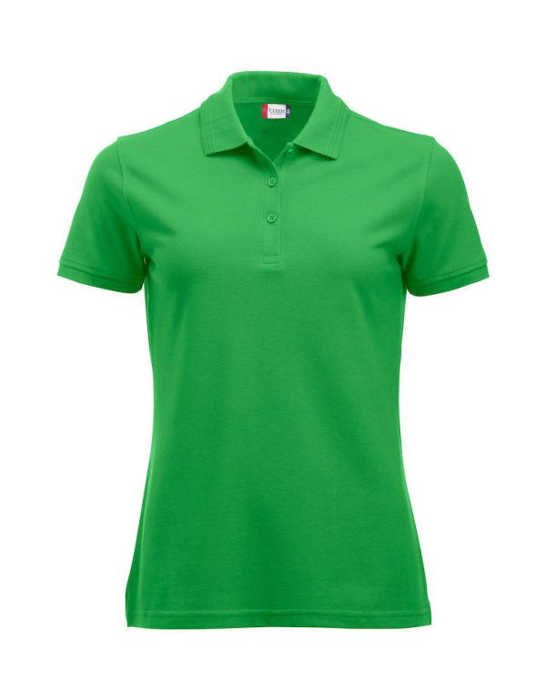 Poloshirt, dames, appel groen, met logo Friese Paarden/Friesian Horses, door ZijHaven3 borduurstudio Lemmer