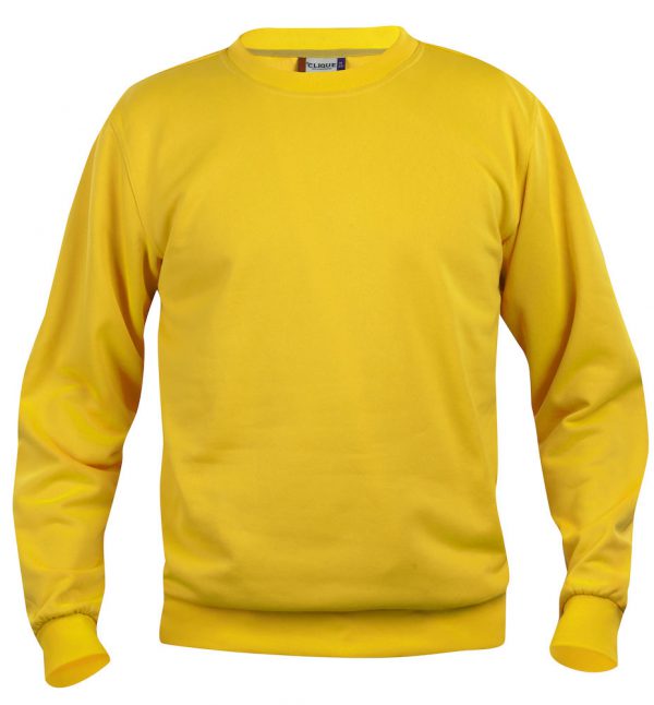 Sweater lemon met logo Friese Paarden / Fresian Horses door ZijHaven3, borduurstudio Lemmer