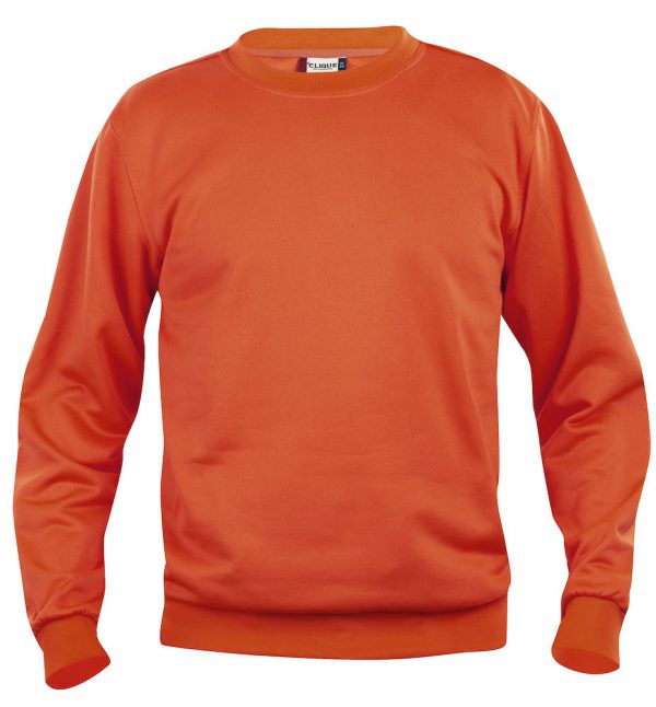 Sweater diep oranje met logo Friese Paarden / Fresian Horses door ZijHaven3, borduurstudio Lemmer