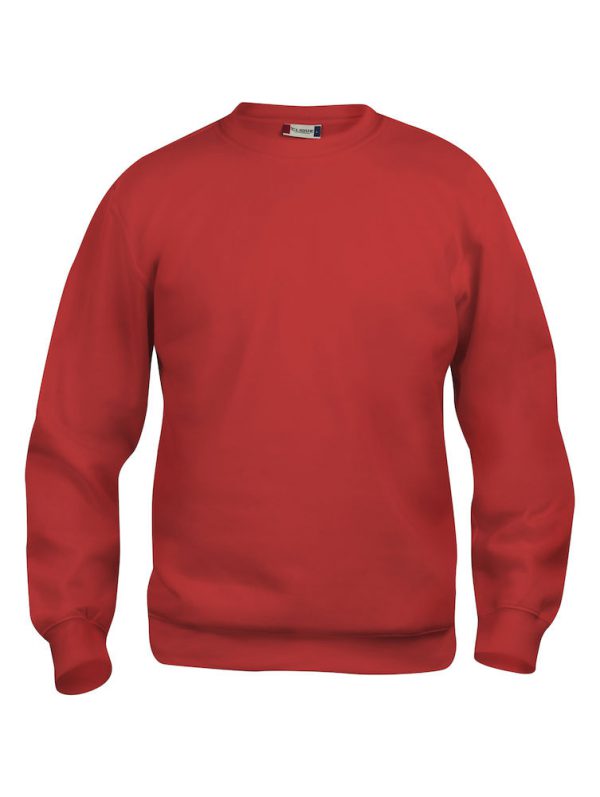 Sweater rood met logo Friese Paarden / Fresian Horses door ZijHaven3, borduurstudio Lemmer