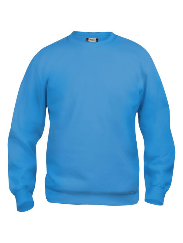 Sweater turquoise met logo Friese Paarden / Fresian Horses door ZijHaven3, borduurstudio Lemmer