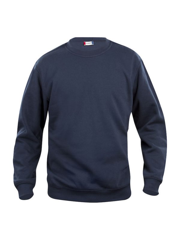 Sweater dark navy met logo Friese Paarden / Fresian Horses door ZijHaven3, borduurstudio Lemmer