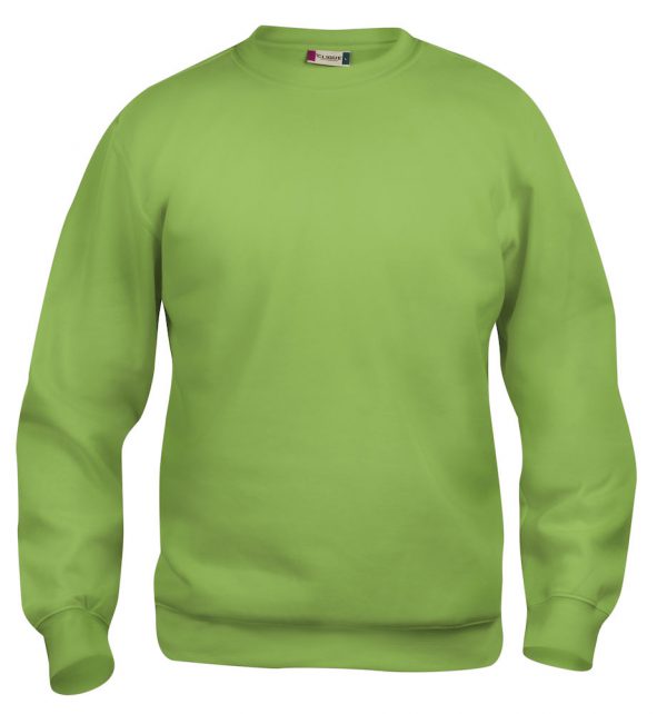 Sweater licht groen met logo Friese Paarden / Fresian Horses door ZijHaven3, borduurstudio Lemmer