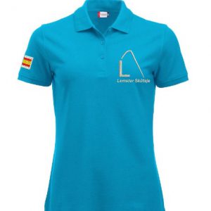 Dames polo, turquoise, met logo Lemster Skûtsje, door ZijHaven3 borduurstudio Lemmer