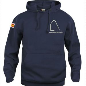 Hoody sweater, unisex, navy, met logo Lemster Skûtsje, door ZijHaven3 borduurstudio Lemmer