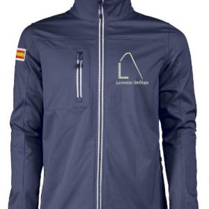 Softshell, heren, getailleerd, navy, met logo Lemster Skûtsje, door ZijHaven3 borduurstudio Lemmer