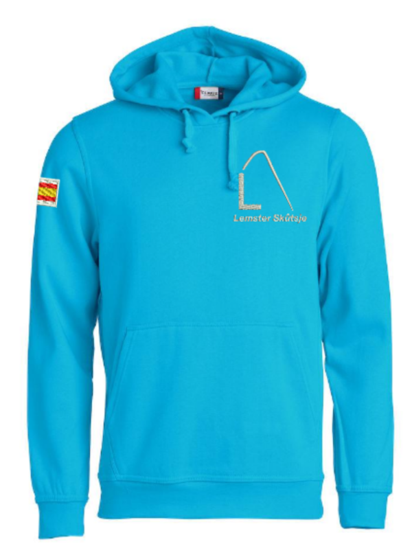 Hoody sweater, unisex, turquoise, met logo Lemster Skûtsje, door ZijHaven3 borduurstudio Lemmer